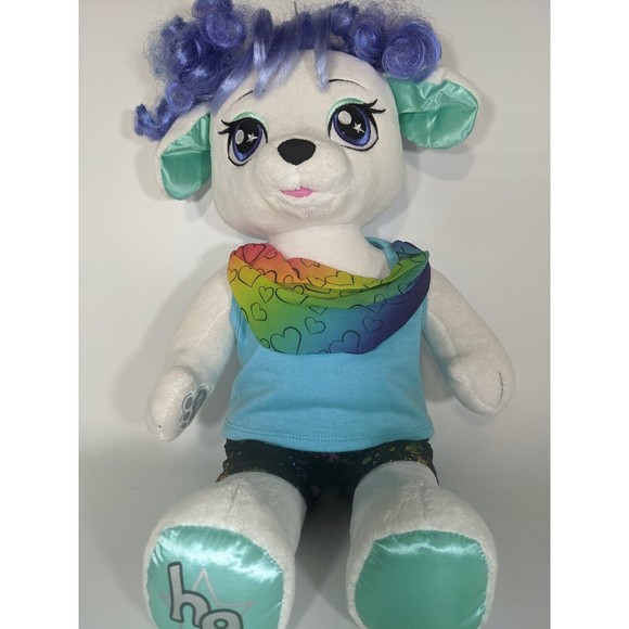 Build A Bear Honey Girls Stella Purple Hair White Poodle Dog Plush Doll w/outfit - Picture 2 of 7